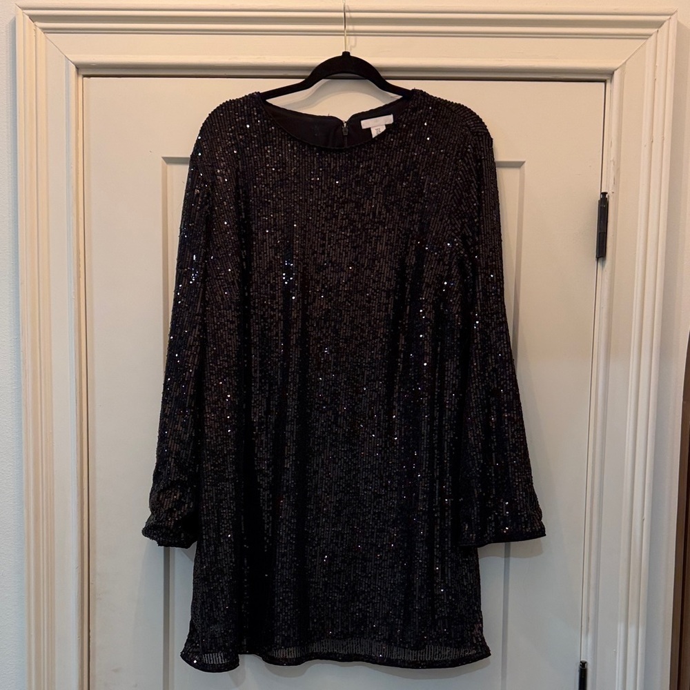 H&M Black Sequin Mini Dress